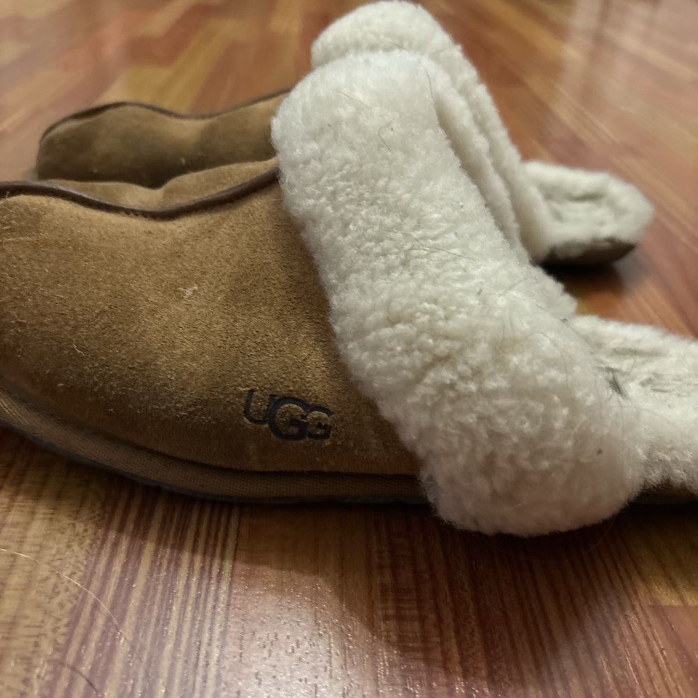UGG Brown and White Slippers